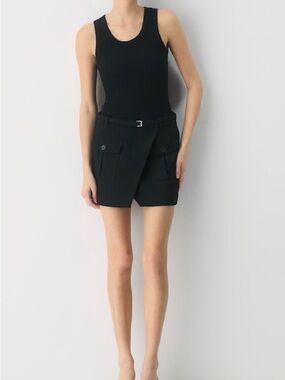 Aritzia Syndikate Black Wrap-Front Utility Mini Skirt